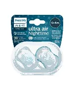Avent Baby Silicone Pacifier Night 0-6 Months 2P Scf376/18