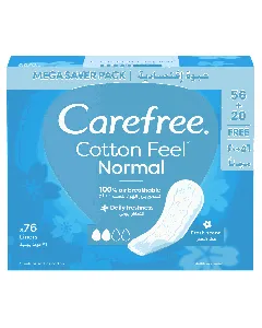 Carefree Female Napkins Refreshing Cotton 76 Pc 8 C