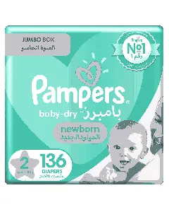 Pampers Baby Diapers Jumbo Box (2) 136 P