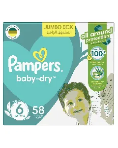 Pampers Baby Diapers Jumbo Box (6) 58 P