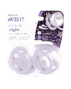 Avent Baby Silicone Soother Ultra Air Night 6-18 Months Girl 2P