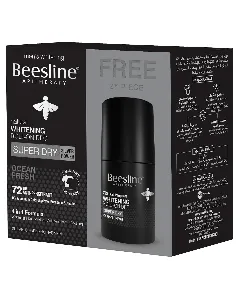Beesline Deodorant Roll On Whitening For Men Ocean Fresh 72Hr 50 Ml 1+1 Offer