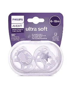 Avent Ultra Soft Baby Silicone Pacifier 6-18 Months Boy 2P