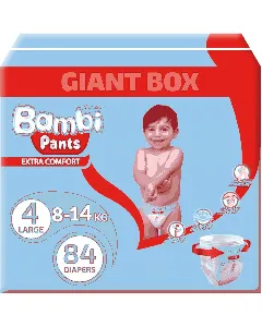 Sanita Bambi Baby Diaper Pants (4)(L 8-14 Kg)(4*84) Box