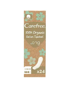 Carefree Female Napkins 100% Organic Long Unscented 24P 10C