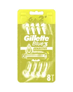 Gillette Blue3 Sensitive Disposable Razor Touch Of Aloe 8P