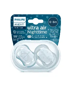 Avent Baby Silicone Pacifier Night 0-6 Months 2P Scf376/19