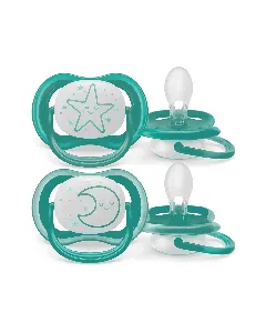 Avent Baby Silicone Pacifier Night 6-18 Months 2P Scf376/13
