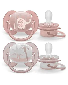 Avent Ultra Soft Baby Silicone Pacifier 0-6 Months 2P Scf091/09