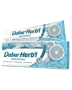 Dabur Herbal Tooth Paste Whitening Salt And Lemon 150 Gm + Tb Offer