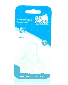 Baby Zone Silicone Nipple 2Pcs Wide Neck L Size 8239