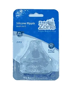 Baby Zone Silicone Nipple 2Pcs Wide Neck Xl Size 8239