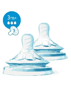 Avent Feeding Bottle Nipple Natural Teats 3 M+ 2P