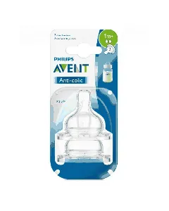 Avent Feeding Bottle Nipple Classic Teats 2 Hole1 M+ 2P