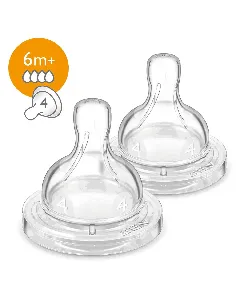 Avent Feeding Bottle Nipple Classic Teats 4 Hole6 M+ 2P