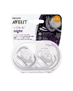 Avent Baby Silicone Pacifier Night 6-18 Months Boy 2P